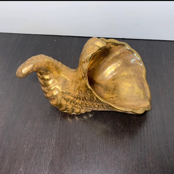 Stangl Pottery Hand Painted Granada Gold Conch Shell Trinket Dish/Container - Picture 2 of 10